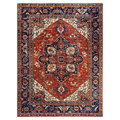 Traditional Serapi Hand Knotted Wool Orange Area Rug 9' 2" x 11' 10"