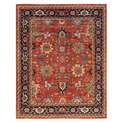 Traditional Serapi Hand Knotted Wool Orange Area Rug 9
 2" x 11
 7"
