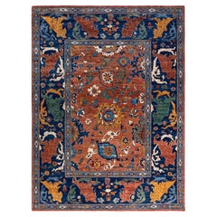 Traditional Serapi Hand Knotted Wool Orange Area Rug 9' 3" x 12' 4"