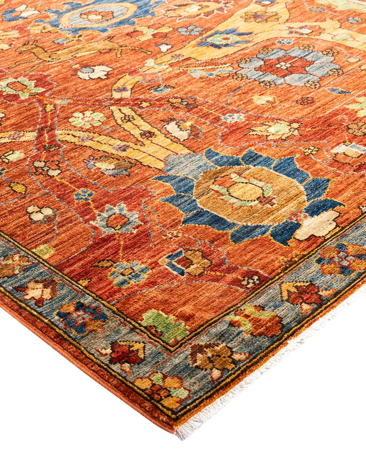 Persian rug-making at its finest inspired the rich colors, elaborate geometric motifs, and botanical detailing of the Serapi collection. With as many as 100 knots per inch, these handcrafted rugs are as durable as they are visually stunning, and
