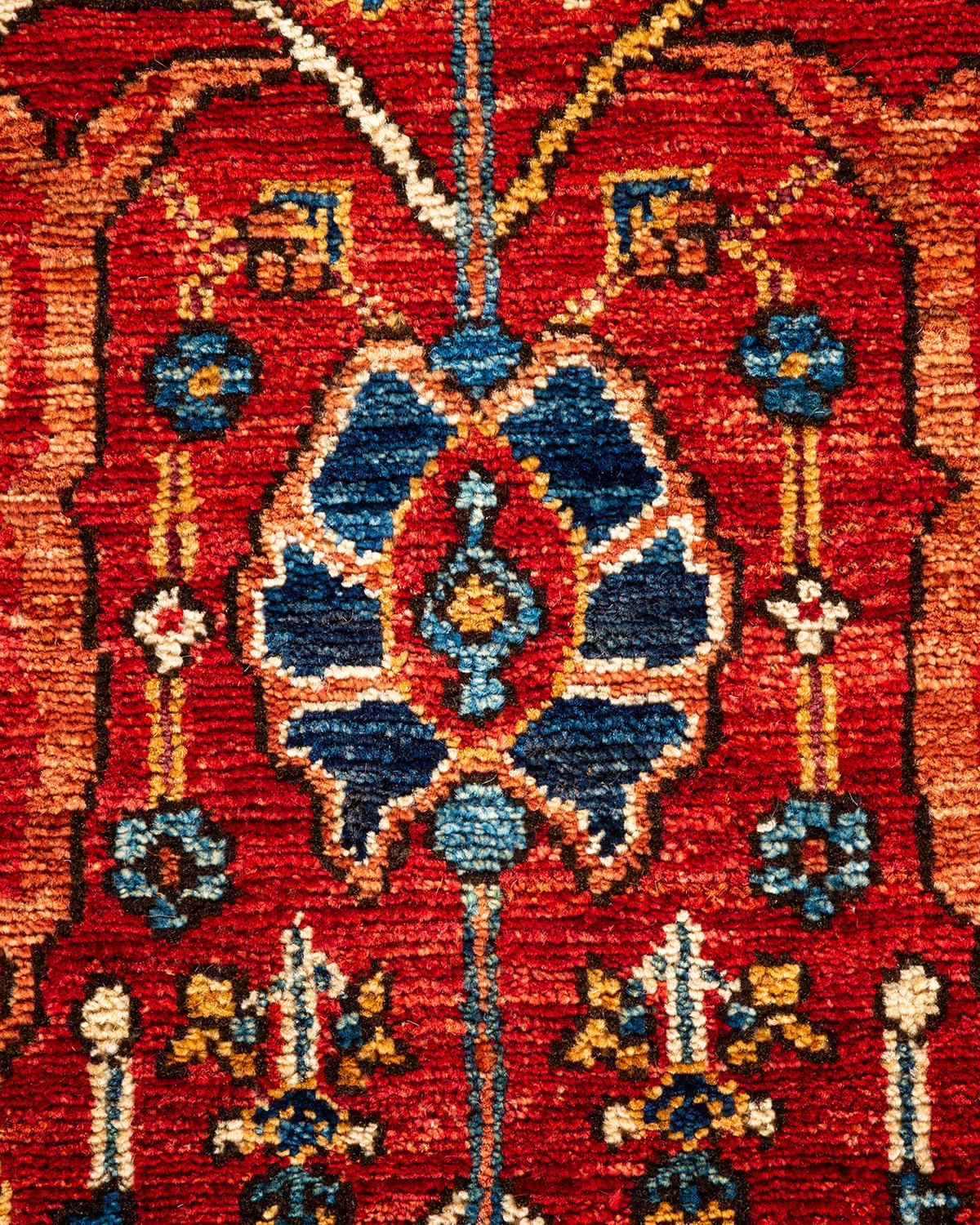 Pakistani Traditional Serapi Hand Knotted Wool Orange Area Rug  For Sale