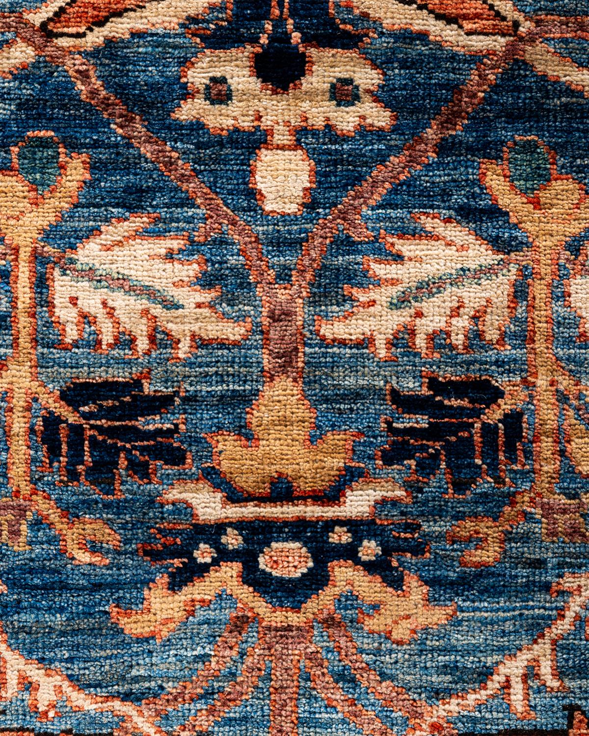 Pakistani Traditional Serapi Hand Knotted Wool Orange Area Rug