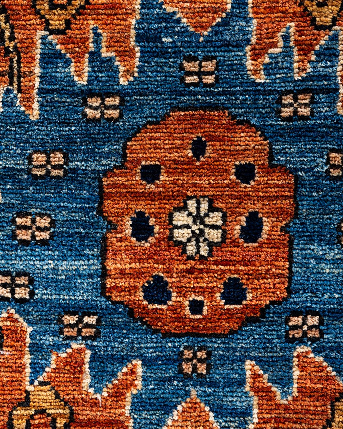 Pakistani Traditional Serapi Hand Knotted Wool Orange Area Rug For Sale