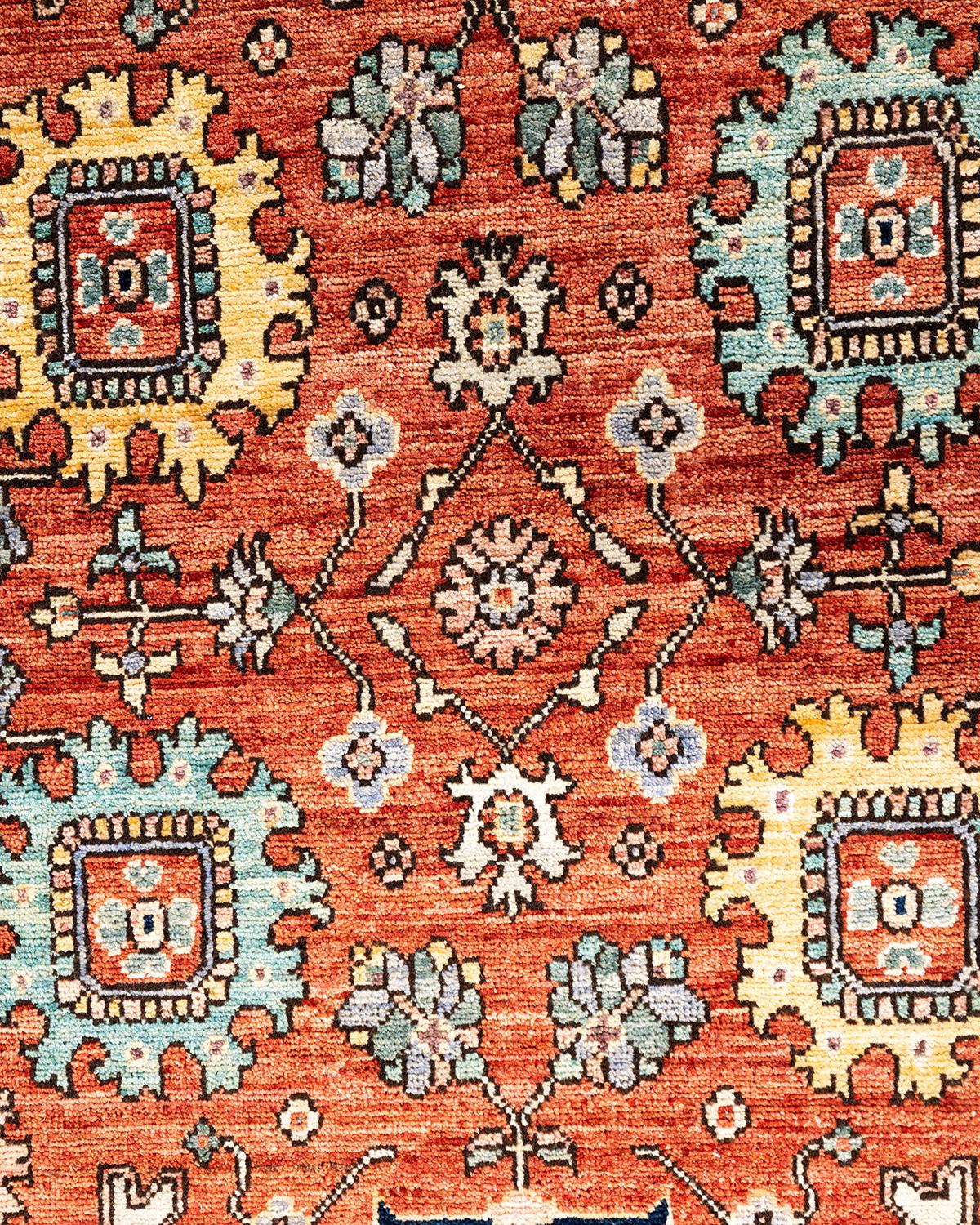 Traditioneller Serapi Teppich aus handgeknüpfter Wolle in Orange (Pakistanisch) im Angebot