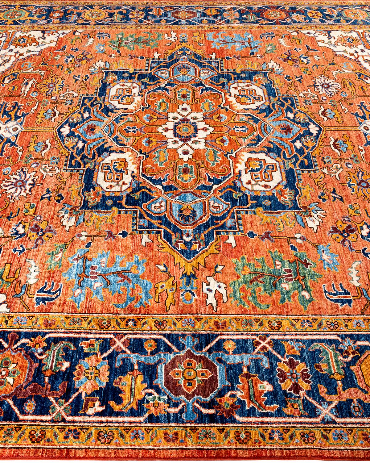 Traditional Serapi Hand Knotted Wool Orange Area Rug  In New Condition For Sale In Norwalk, CT