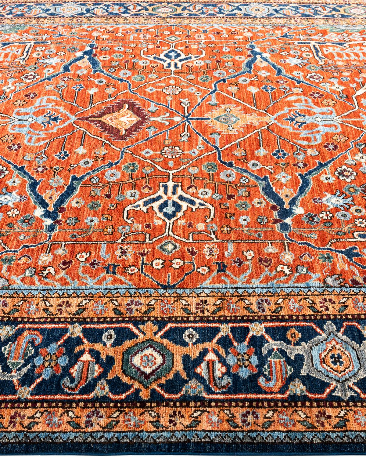Traditional Serapi Hand Knotted Wool Orange Area Rug  In New Condition For Sale In Norwalk, CT