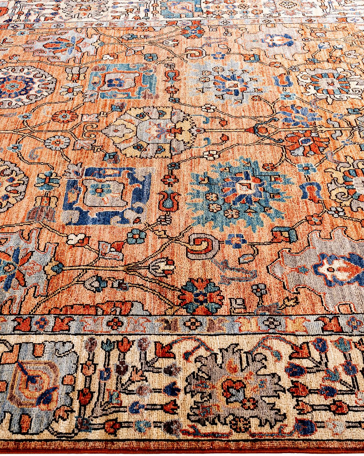 Traditional Serapi Hand Knotted Wool Orange Area Rug In New Condition For Sale In Norwalk, CT