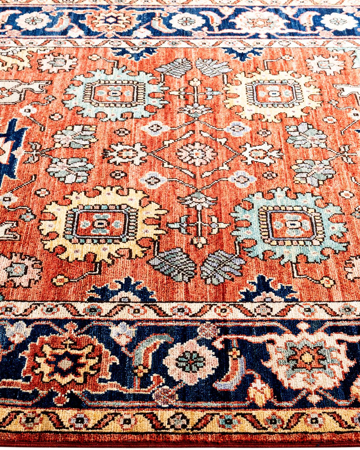  Traditional Serapi Hand Knotted Wool Orange Area Rug In New Condition For Sale In Norwalk, CT