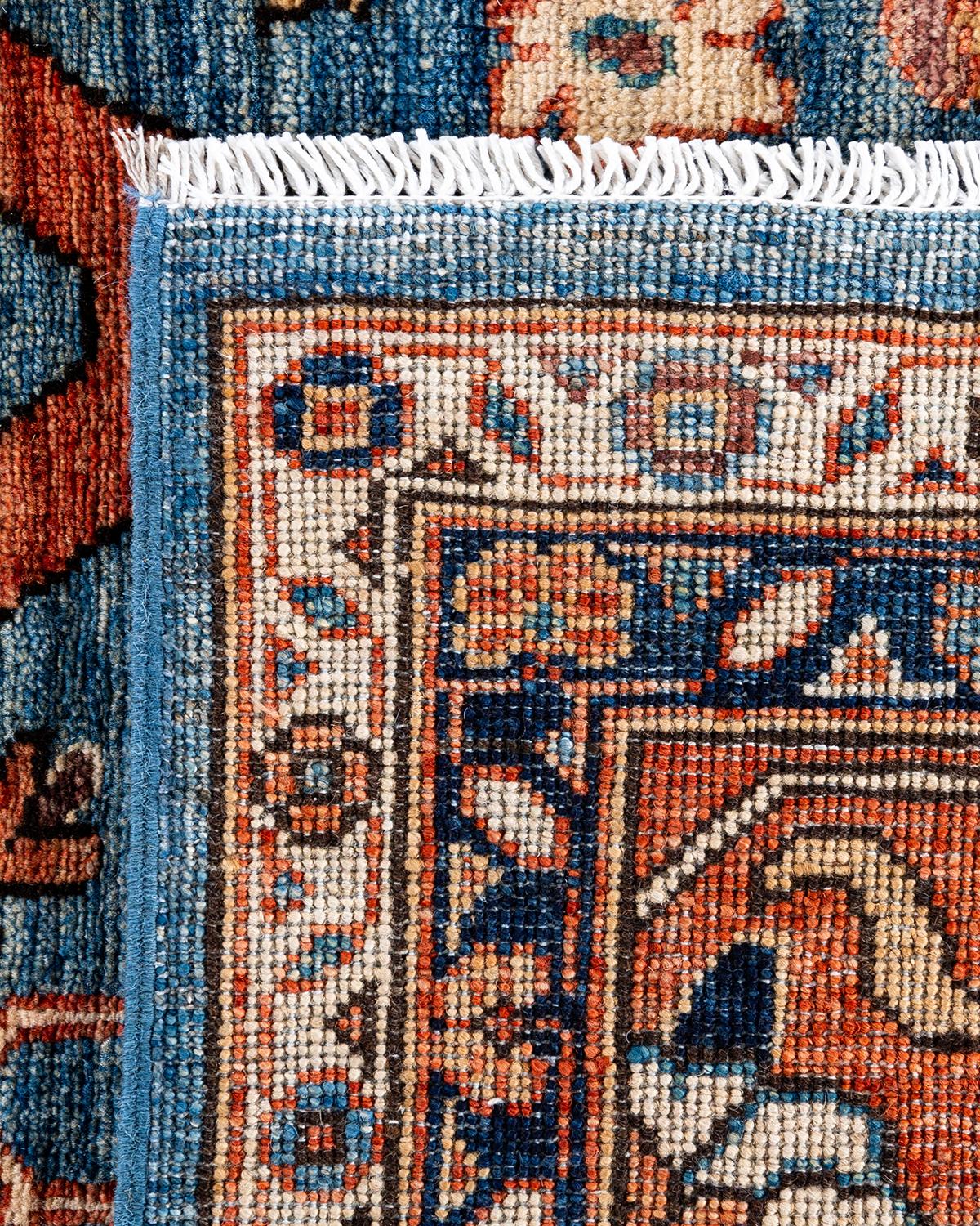 Contemporary Traditional Serapi Hand Knotted Wool Orange Area Rug