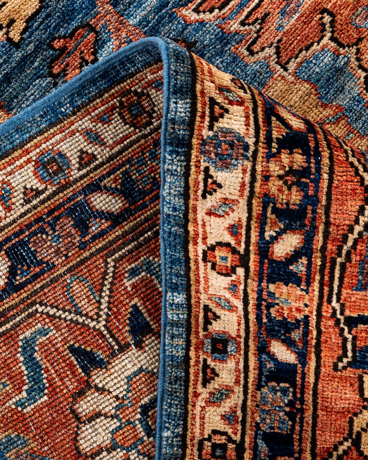 Traditional Serapi Hand Knotted Wool Orange Area Rug 1