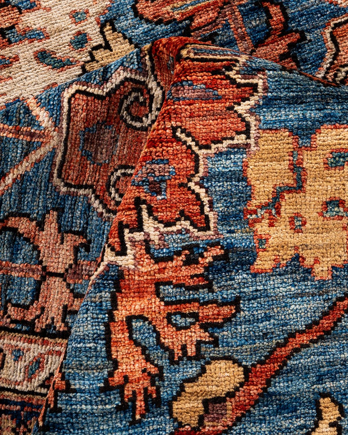 Traditional Serapi Hand Knotted Wool Orange Area Rug 2