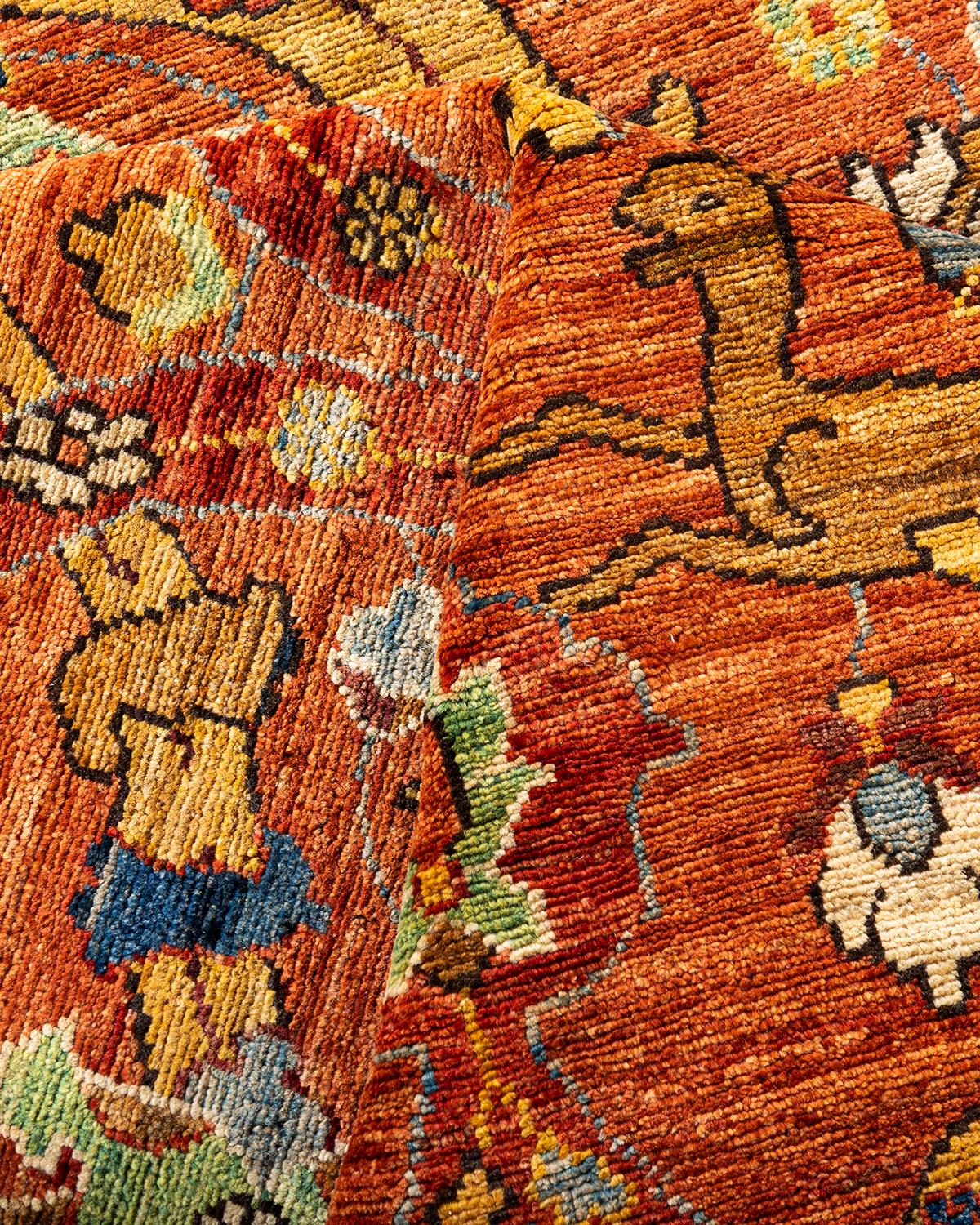 Traditional Serapi Hand Knotted Wool Orange Area Rug 2