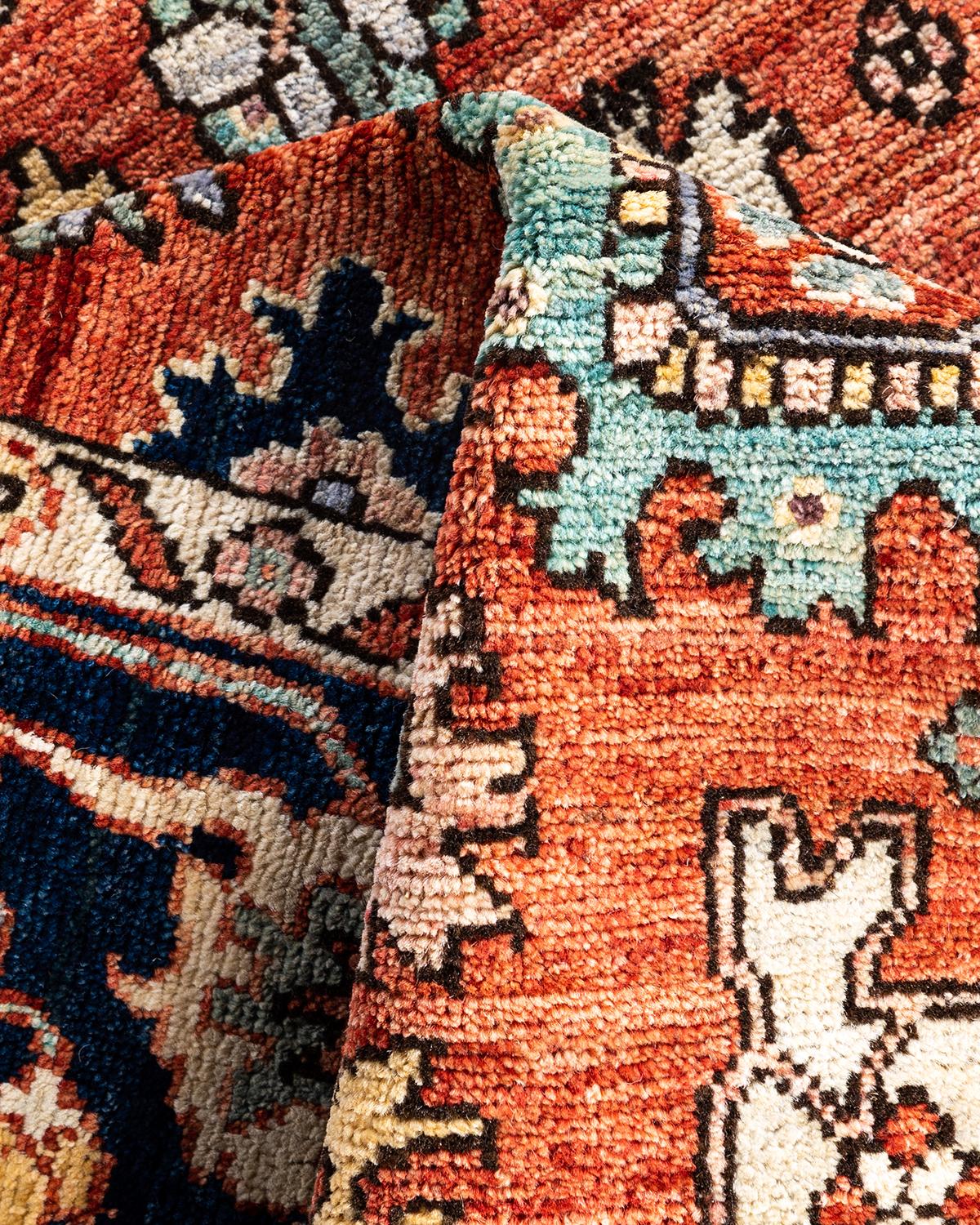 Traditioneller Serapi Teppich aus handgeknüpfter Wolle in Orange im Angebot 2