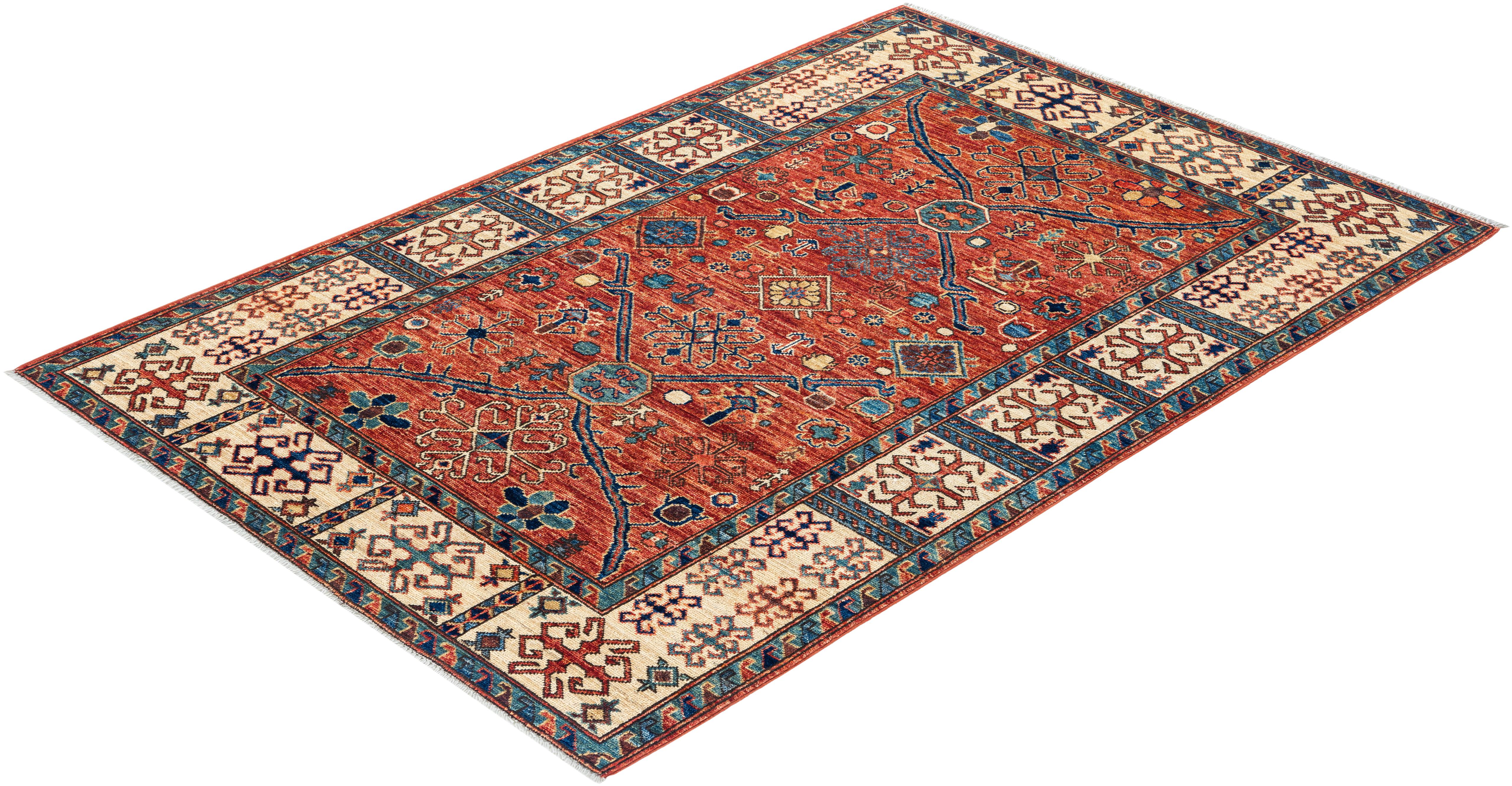 Traditional Serapi Hand Knotted Wool Orange Area Rug  For Sale 3
