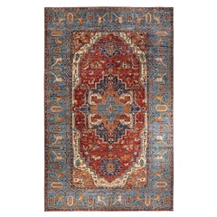 Traditional Serapi Hand Knotted Wool Orange Area Rug