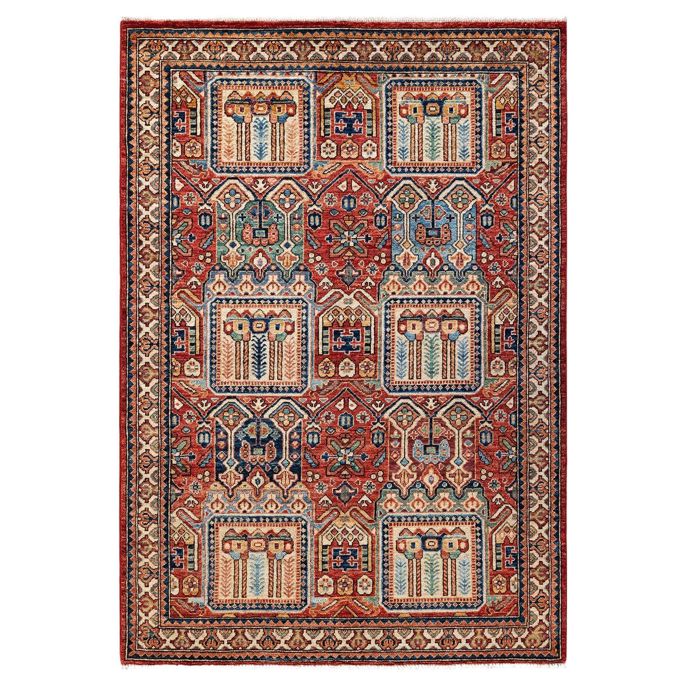 Traditional Serapi Hand Knotted Wool Orange Area Rug For Sale
