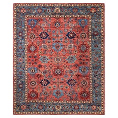  Traditional Serapi Hand Knotted Wool Orange Area Rug