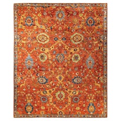  Traditional Serapi Hand Knotted Wool Orange Area Rug