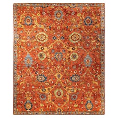 Traditional Serapi Hand Knotted Wool Orange Area Rug