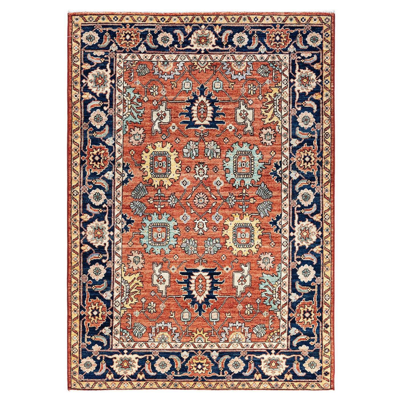 Traditional Serapi Hand Knotted Wool Orange Area Rug