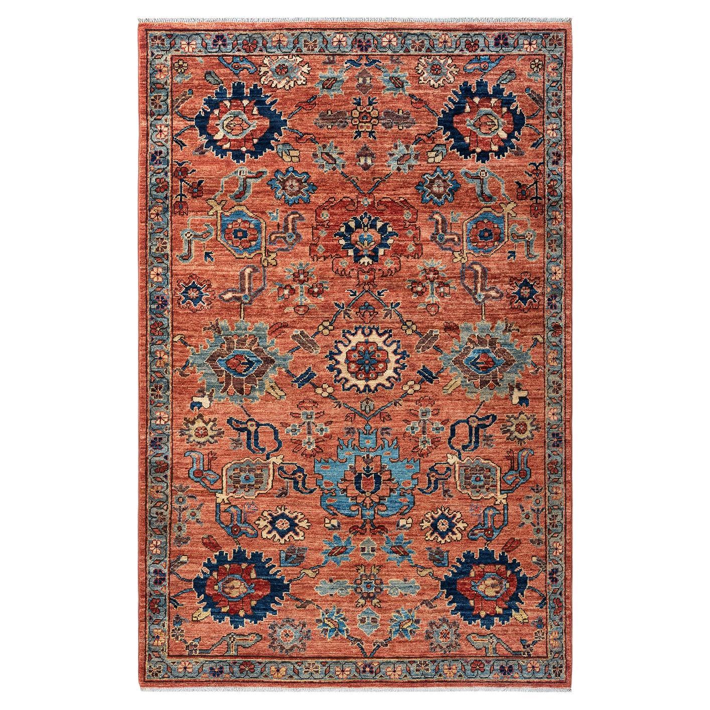 Traditional Serapi Hand Knotted Wool Orange Area Rug 