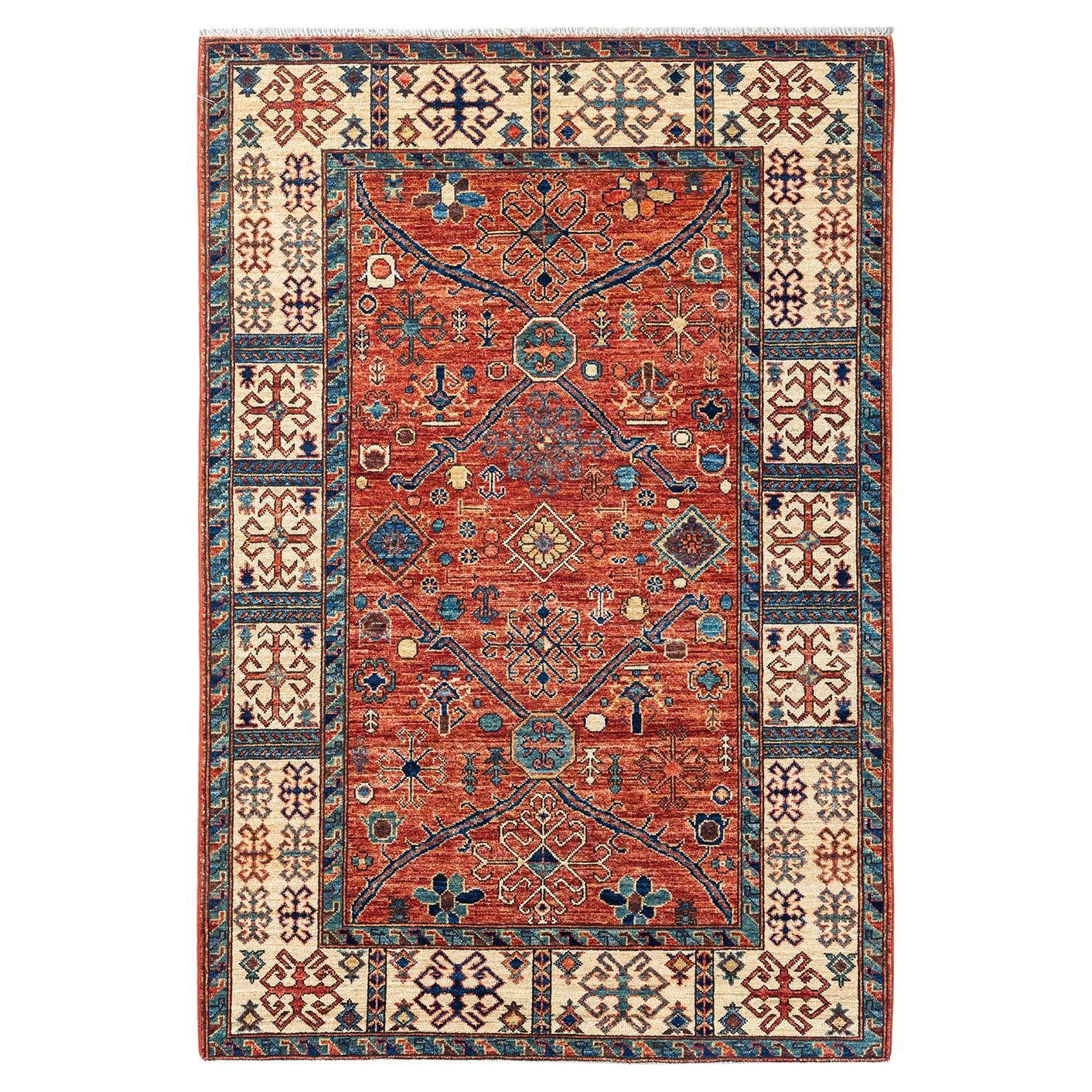Traditional Serapi Hand Knotted Wool Orange Area Rug  For Sale