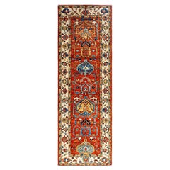 Tradicional Serapi Alfombra de Lana Anudada a Mano Naranja 2' 8" x 8' 2"