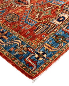 Traditional Serapi Hand Knotted Wool Orange Runner 2' 9" x 10' 3"