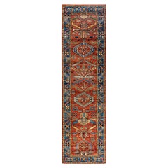 Traditional Serapi Hand Knotted Wool Orange Runner 2' 9" x 10' 3"