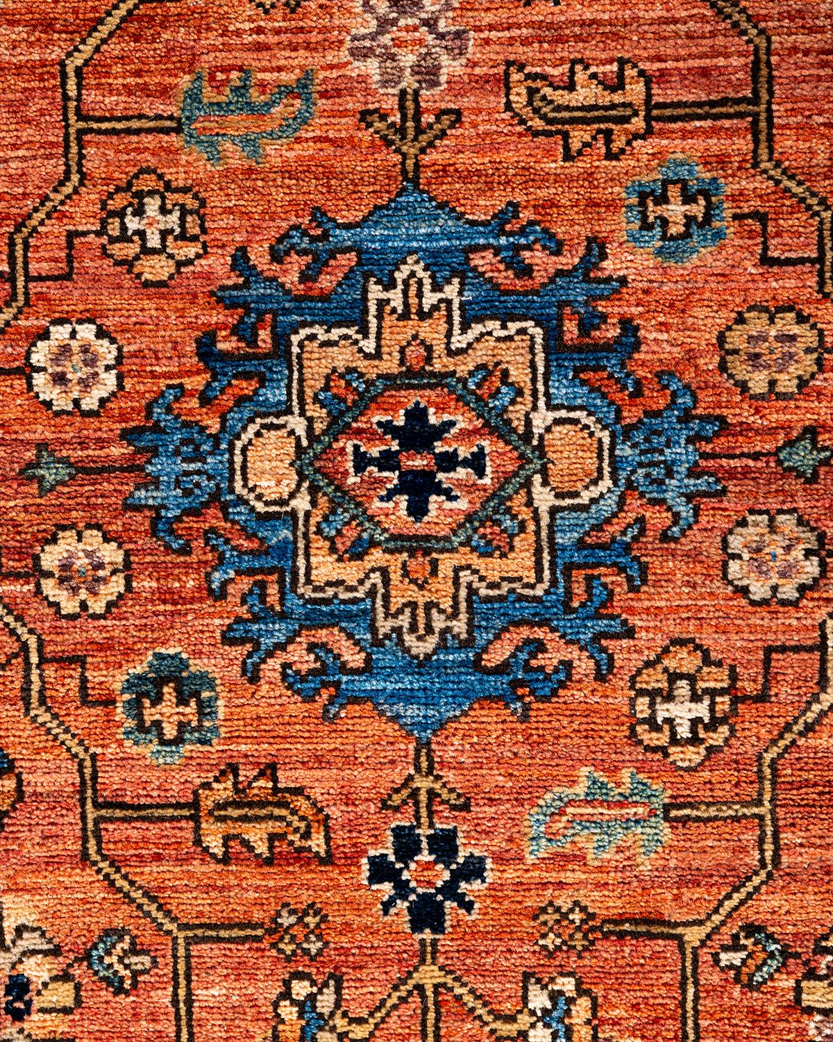 Tradicional Serapi Alfombra de Lana Anudada a Mano Naranja 2' 9
