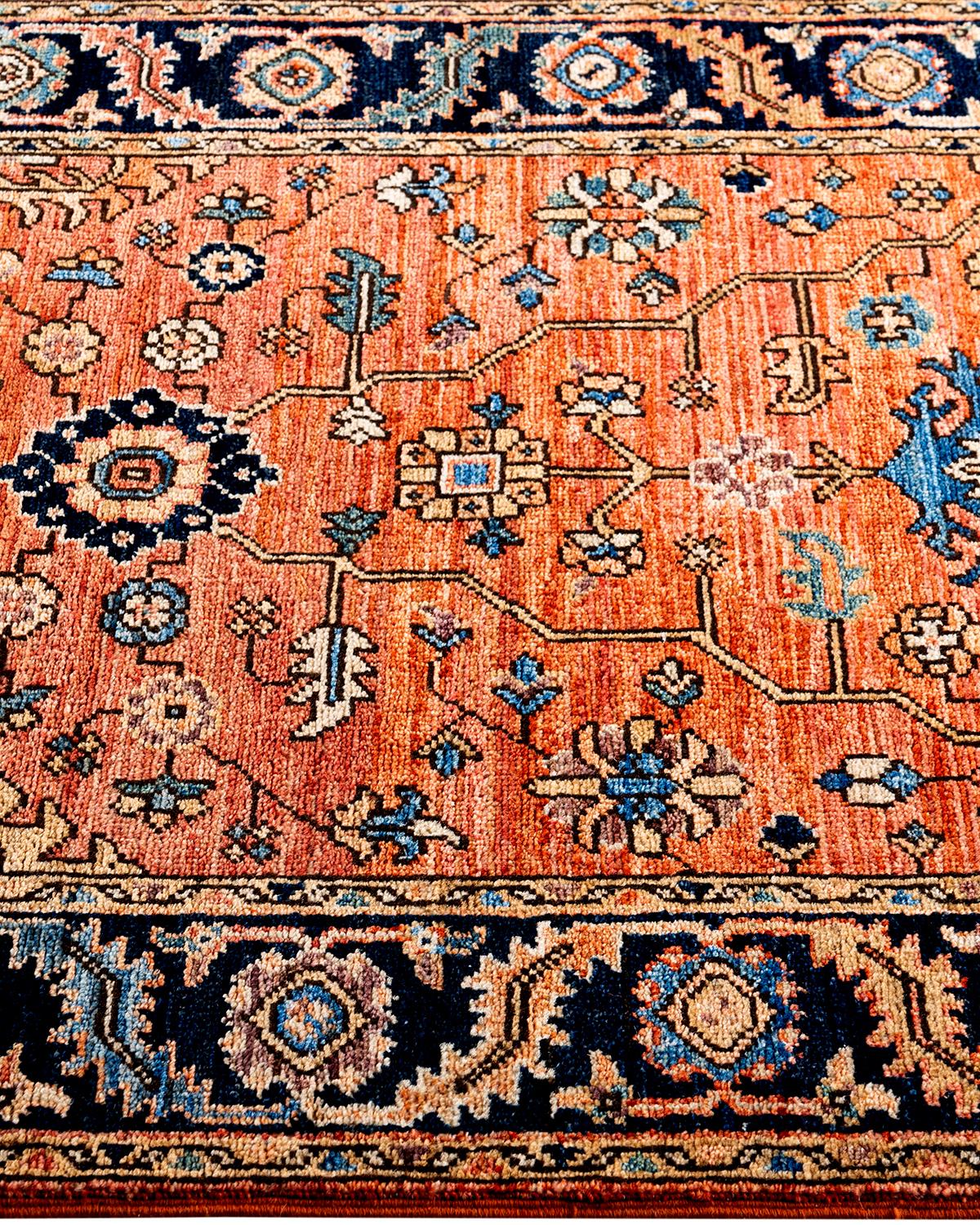 Tradicional Serapi Alfombra de Lana Anudada a Mano Naranja 2' 9