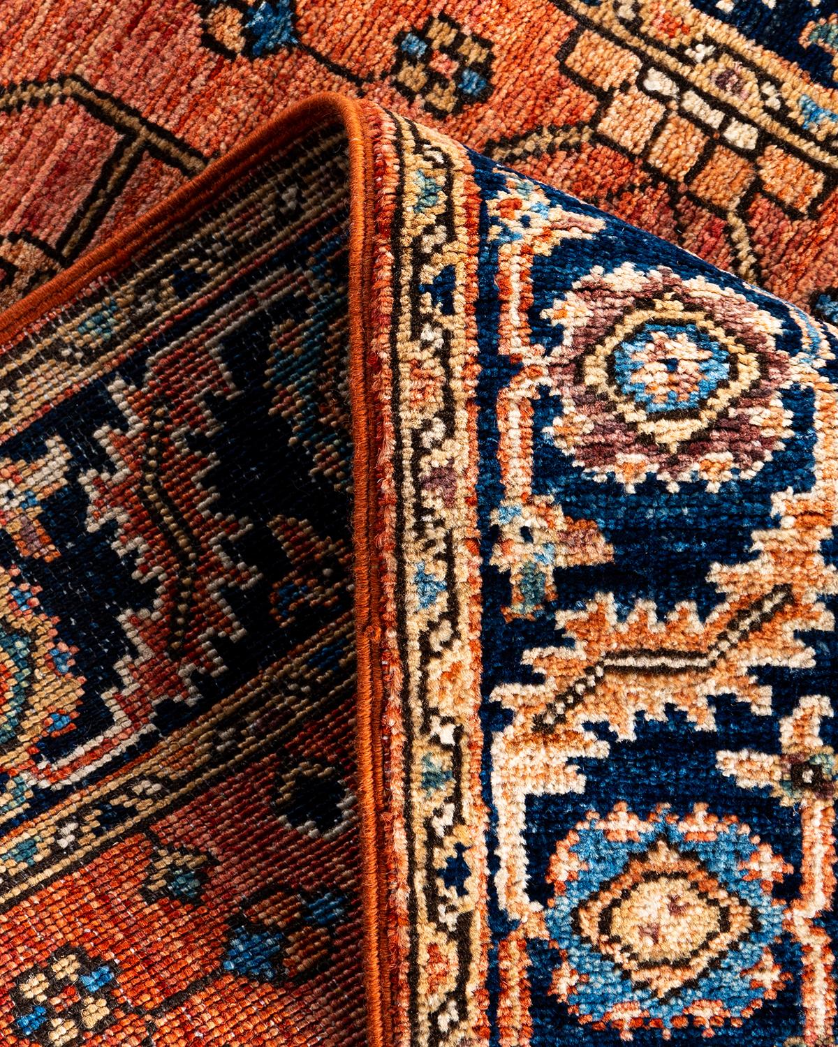 Tradicional Serapi Alfombra de Lana Anudada a Mano Naranja 2' 9