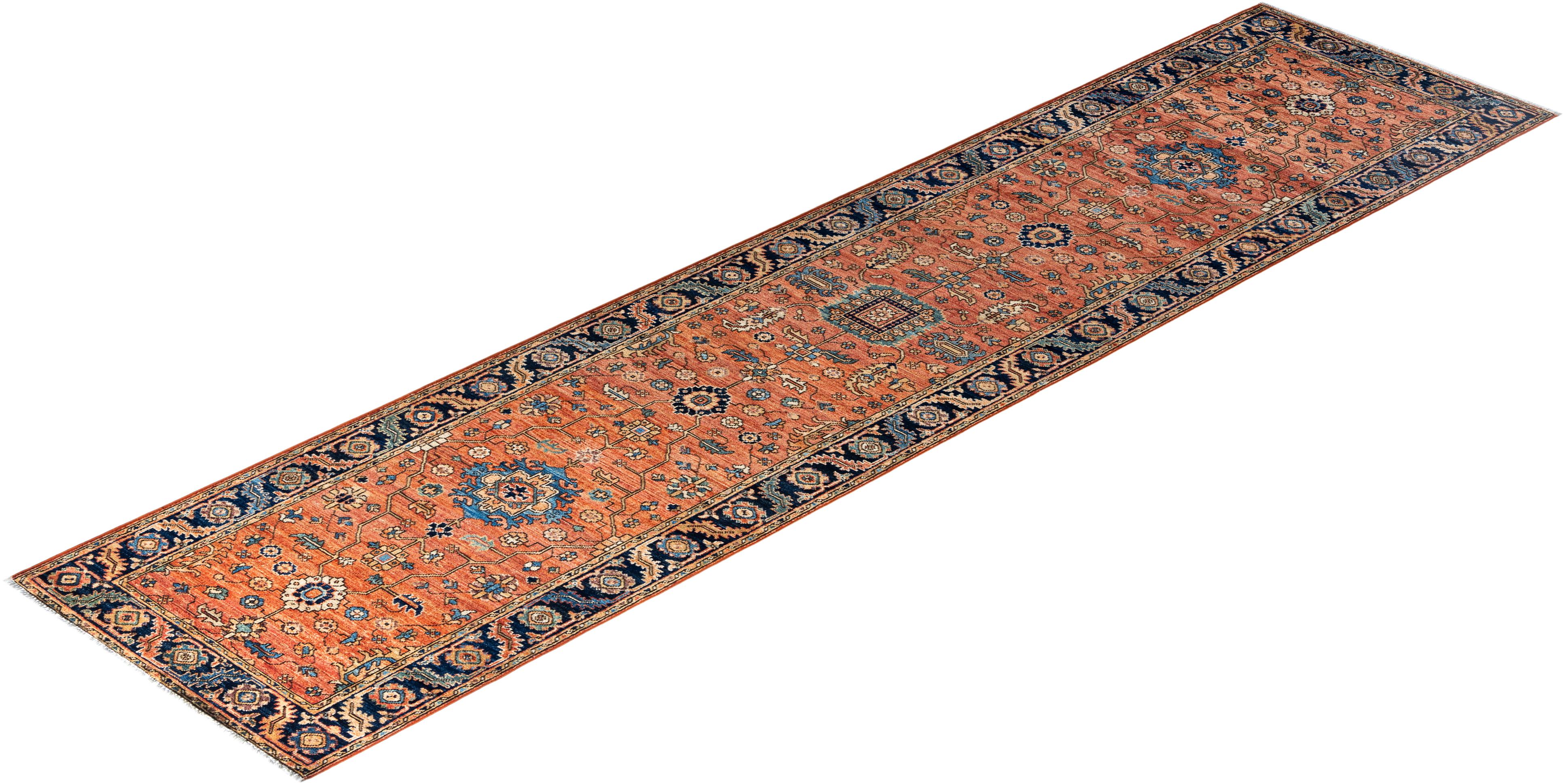 Tradicional Serapi Alfombra de Lana Anudada a Mano Naranja 2' 9