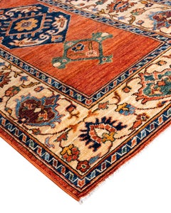 Traditional Serapi Hand Knotted Wool Orange Runner 2' 9" x 12' 9"