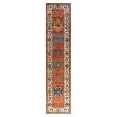 Traditional Serapi Hand Knotted Wool Orange Runner 2' 9" x 12' 9"