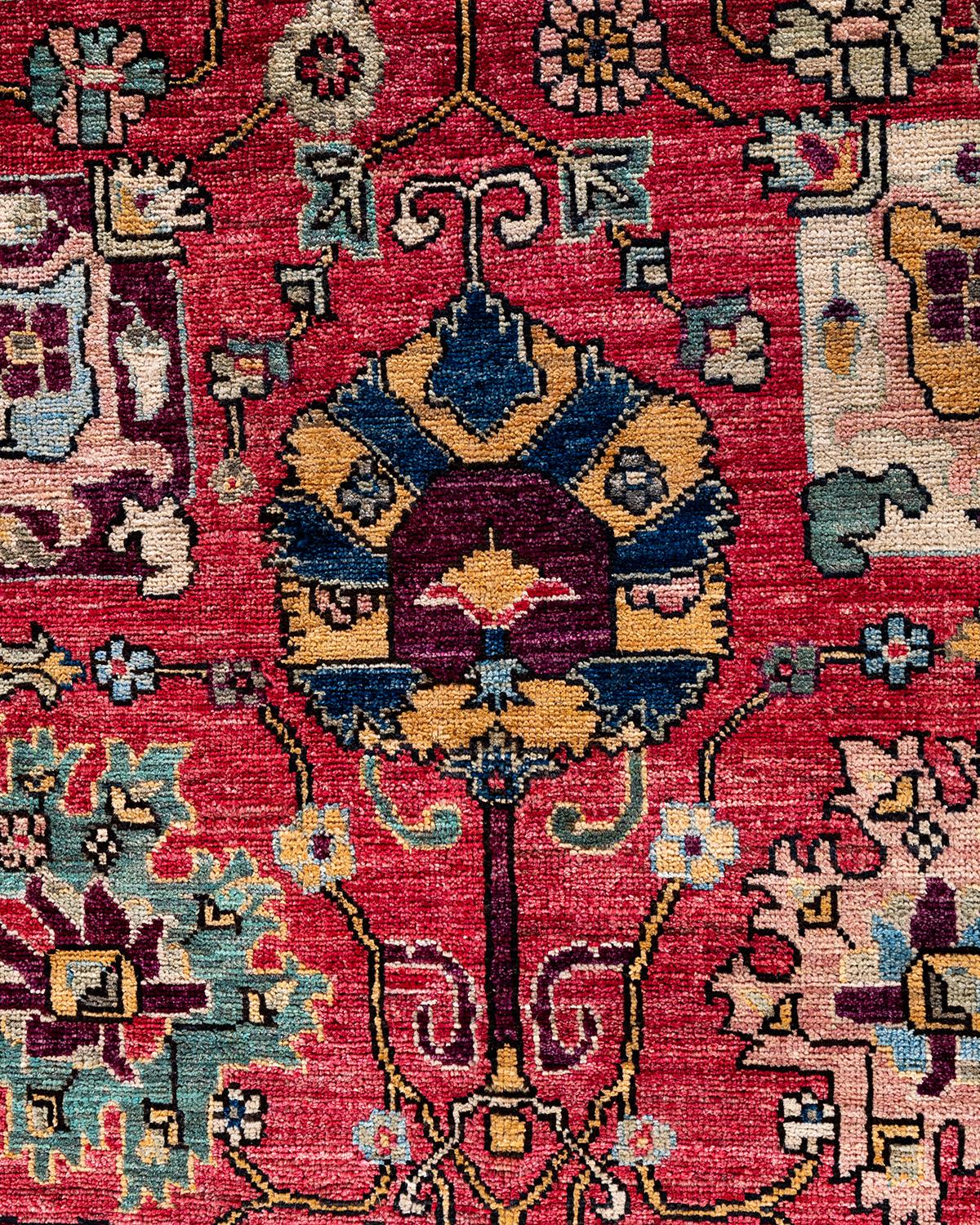 Pakistanais Tapis traditionnel Serapi rose noué à la main 9' 0