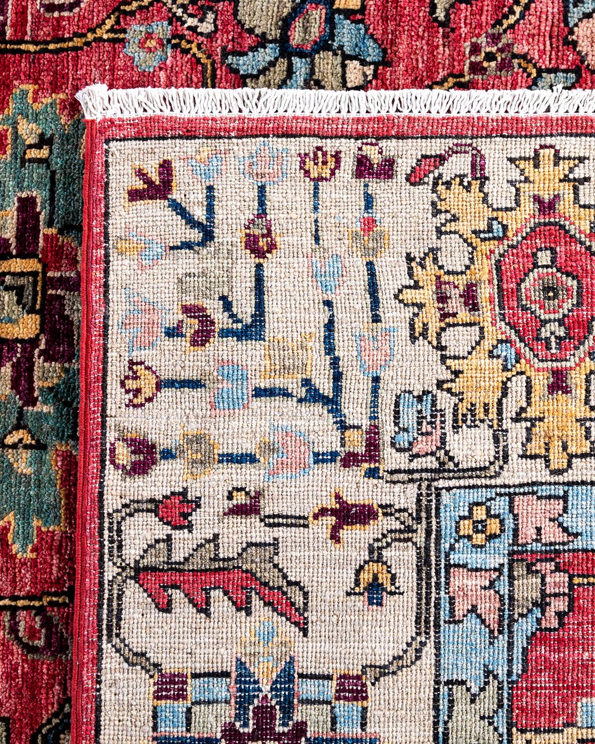 XXIe siècle et contemporain Tapis traditionnel Serapi rose noué à la main 9' 0