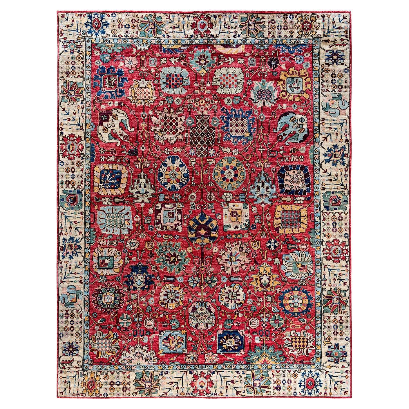 Traditional Serapi Hand Knotted Wool Pink Area Rug 9' 0" x 11' 10"