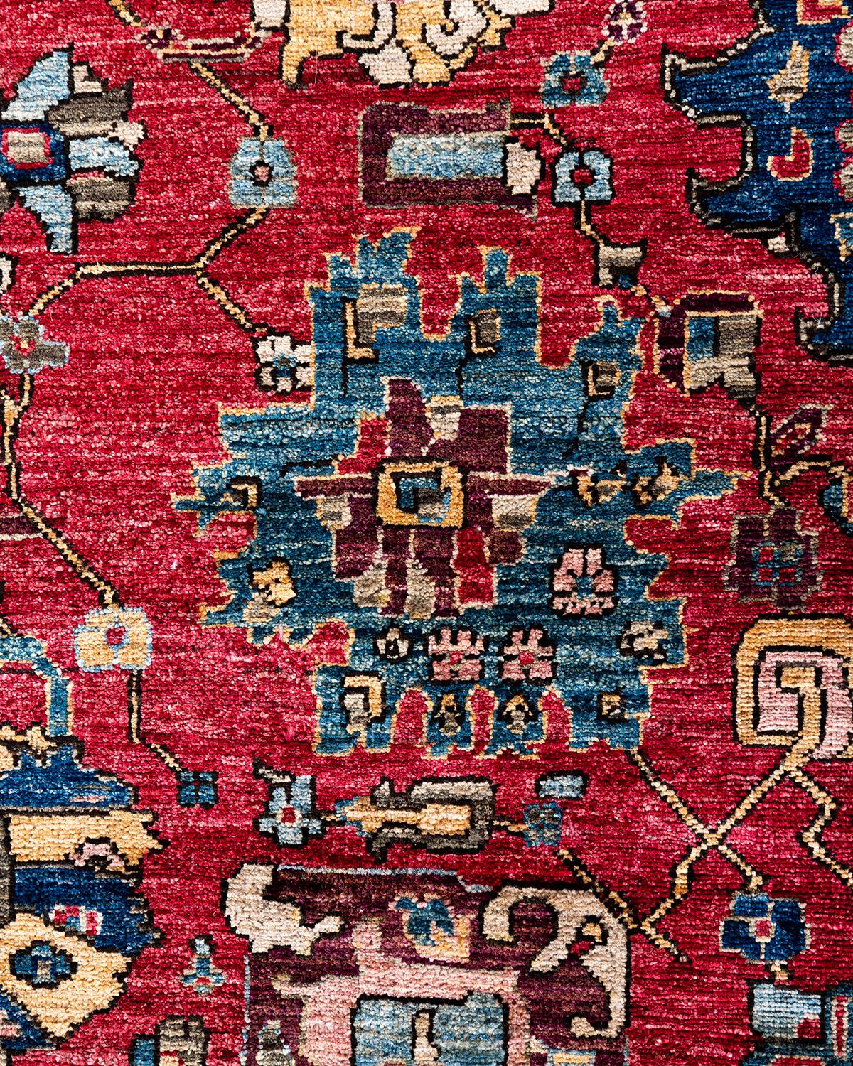 Pakistanais Tapis traditionnel Serapi noué à la main rose 9' 0