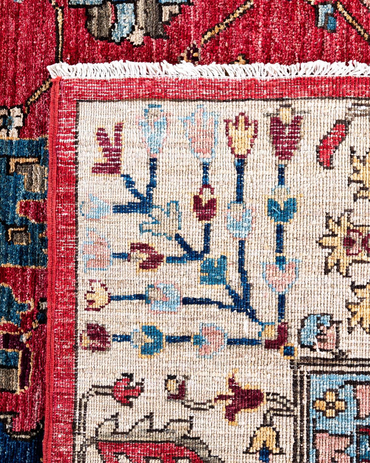 Tapis traditionnel Serapi noué à la main rose 9' 0