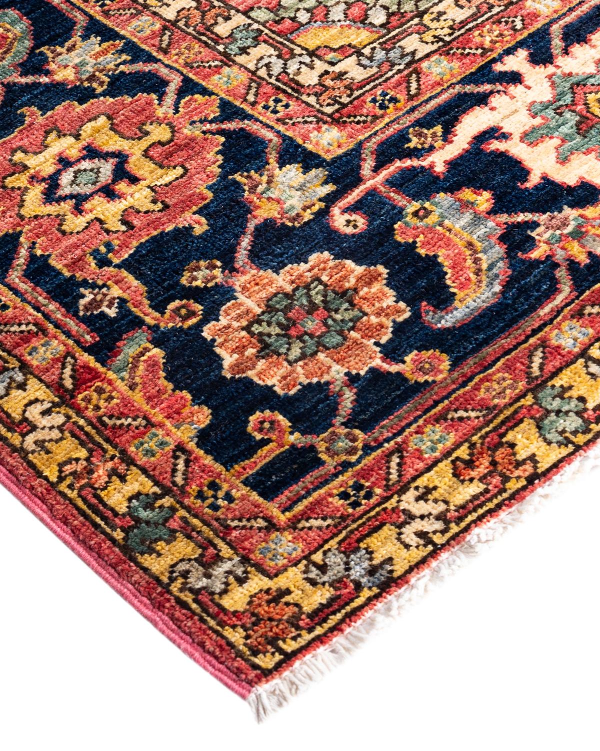 Persian rug-making at its finest inspired the rich colors, elaborate geometric motifs, and botanical detailing of the Serapi collection. With as many as 100 knots per inch, these handcrafted rugs are as durable as they are visually stunning, and