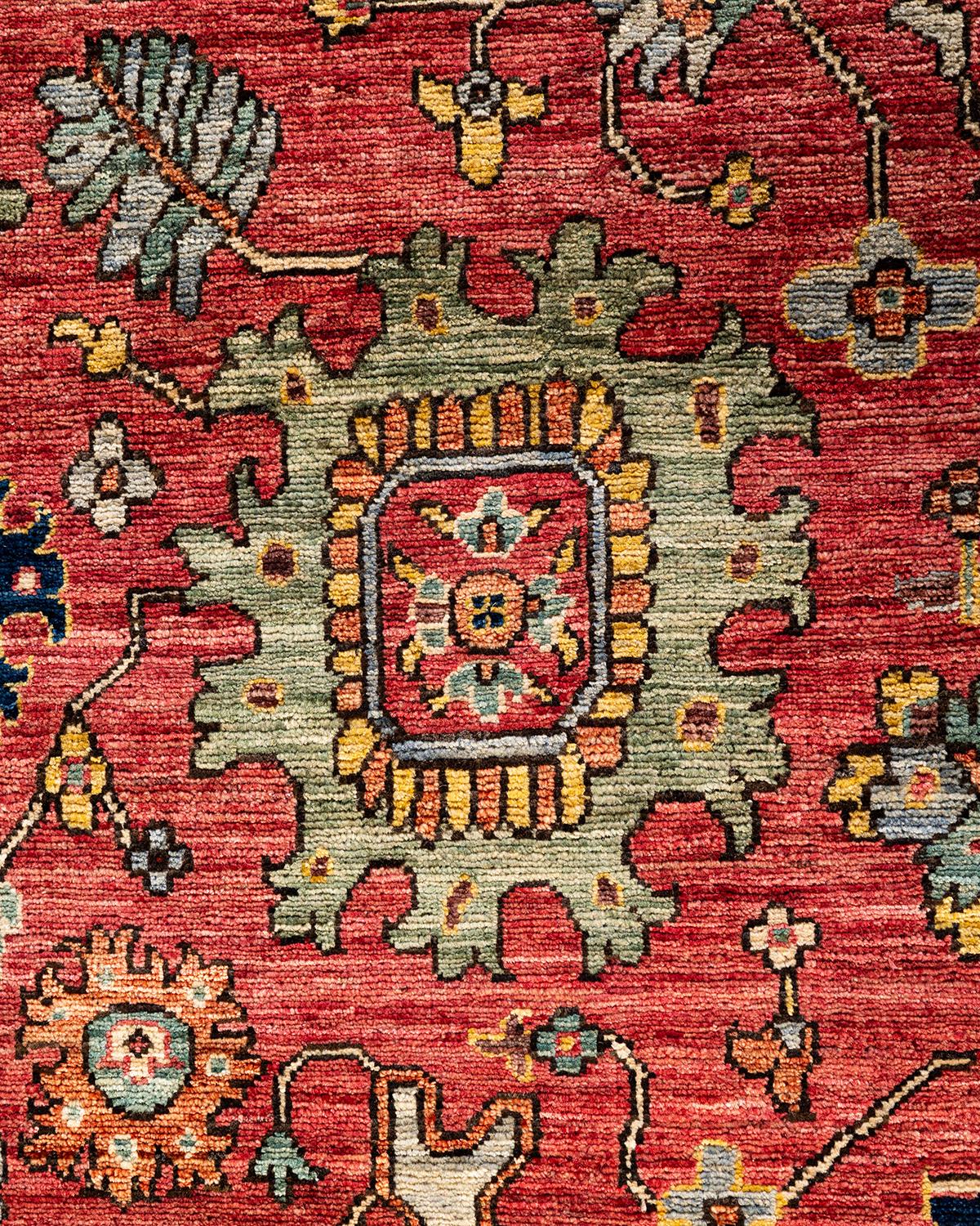 Traditioneller Serapi Teppich aus handgeknüpfter Wolle in Rosa (Pakistanisch) im Angebot
