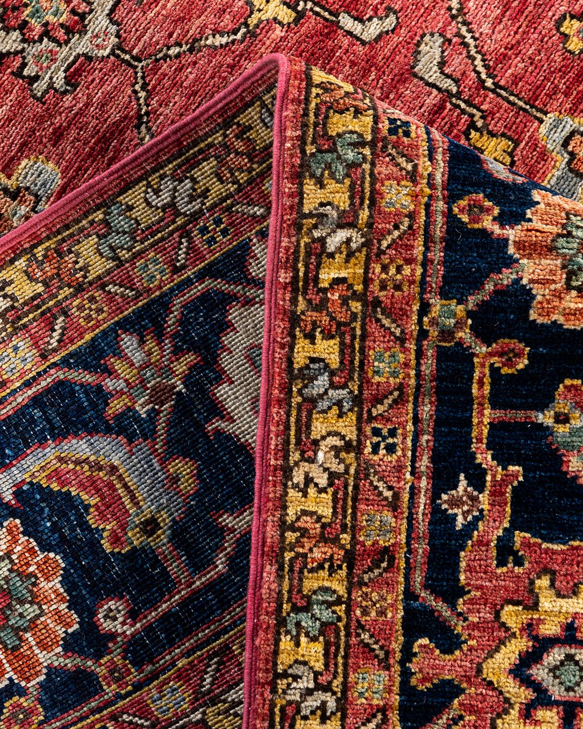 Traditional Serapi Hand Knotted Wool Pink Area Rug For Sale 1