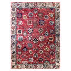 Traditioneller Serapi Teppich aus handgeknüpfter Wolle in Rosa