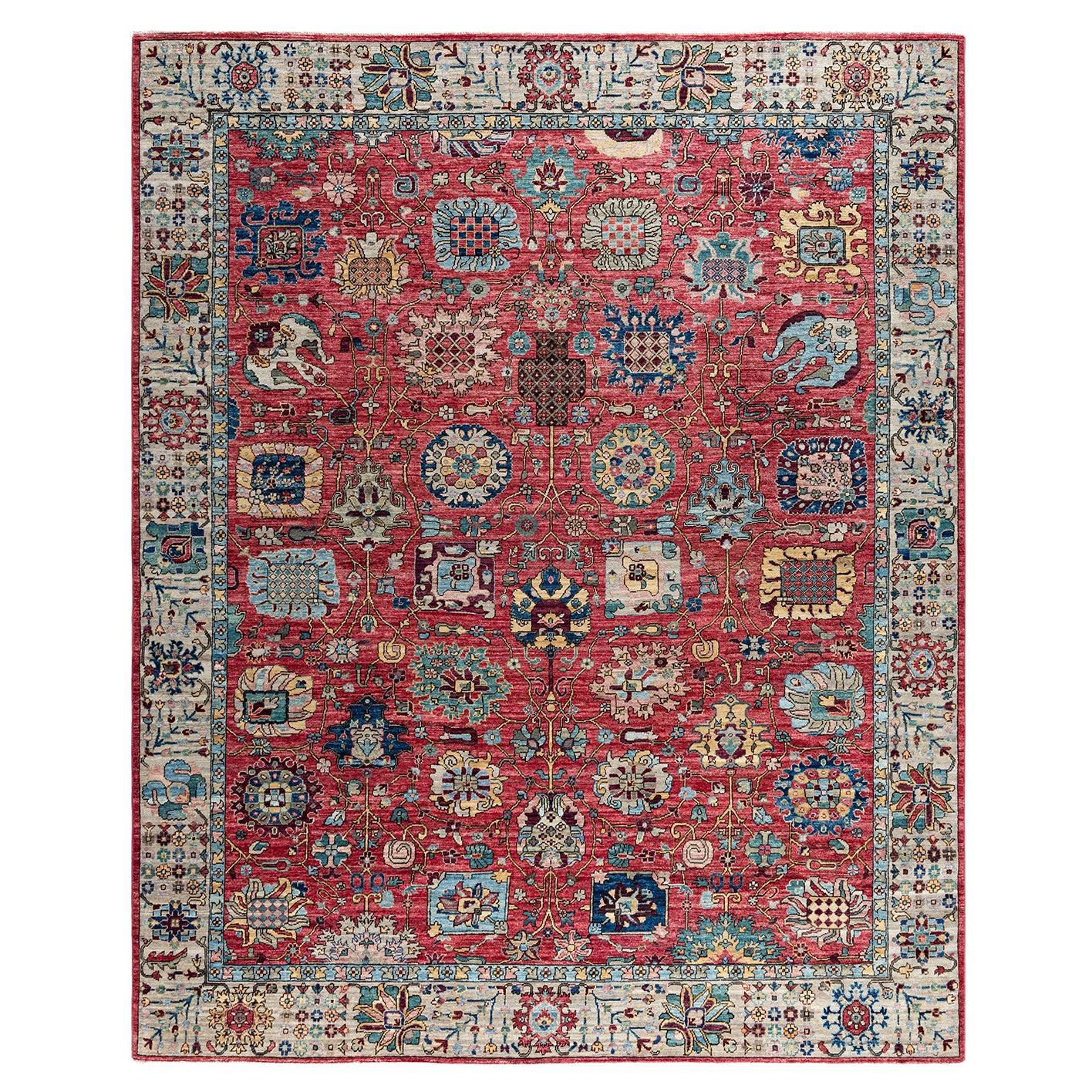 Traditional Serapi Hand Knotted Wool Pink Area Rug