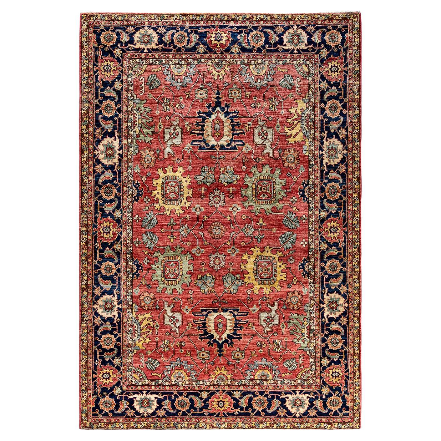  Traditional Serapi Hand Knotted Wool Pink Area Rug