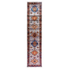Traditional Serapi Hand Knotted Wool Purple Runner 2' 8" x 11' 7"