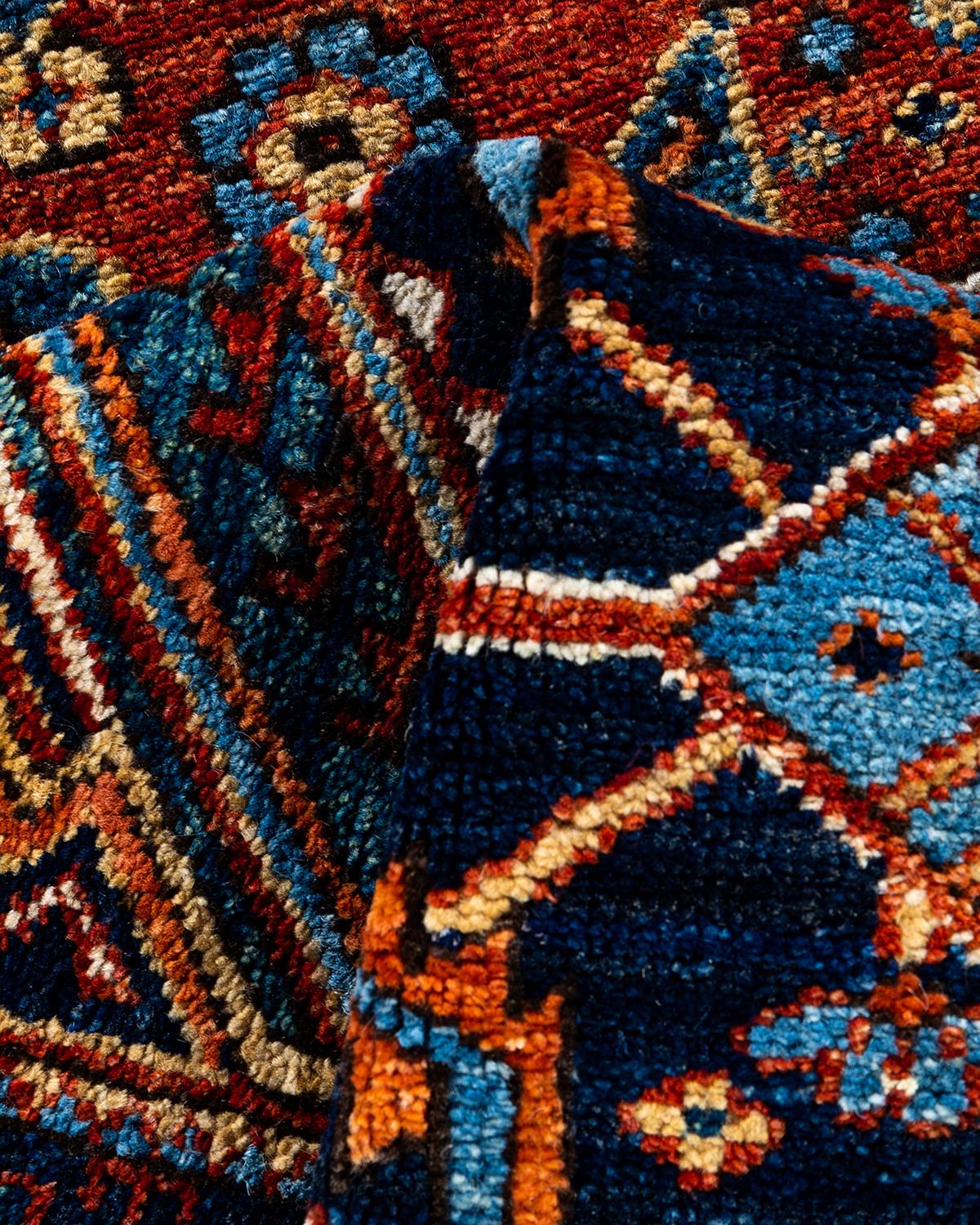 Laine Tapis traditionnel Serapi noué à la main rouge de 2' 10
