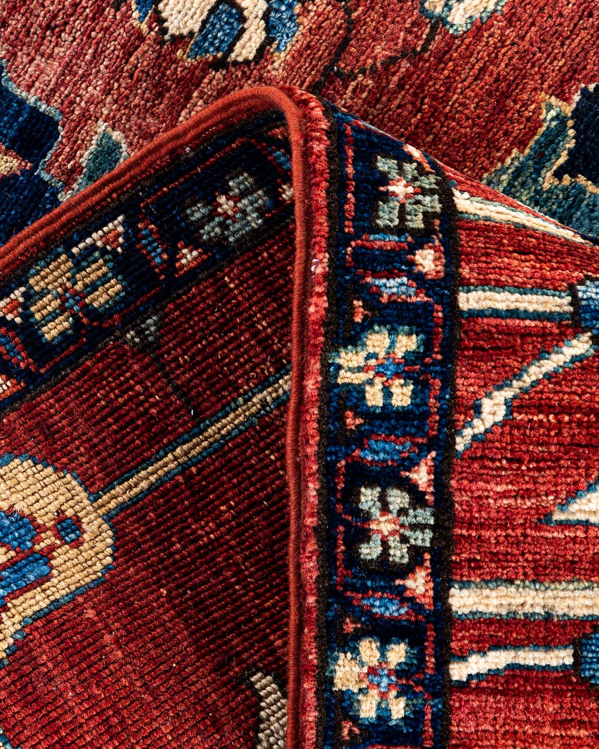 XXIe siècle et contemporain Tapis traditionnel Serapi noué à la main rouge de 2' 10