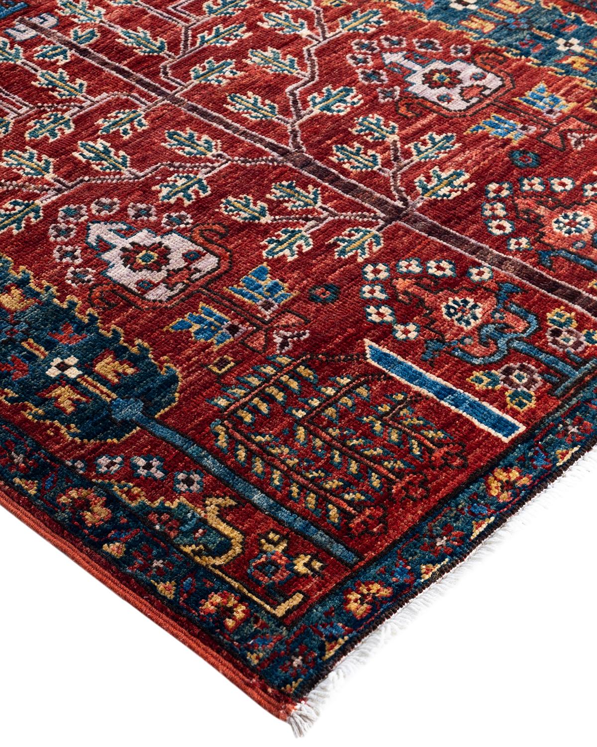 Persian rug-making at its finest inspired the rich colors, elaborate geometric motifs, and botanical detailing of the Serapi collection. With as many as 100 knots per inch, these handcrafted rugs are as durable as they are visually stunning, and